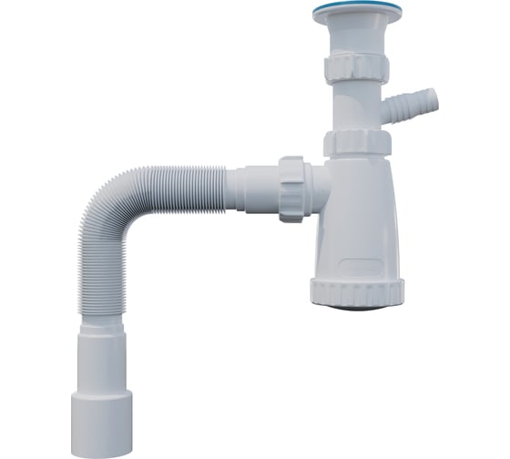 Изображение товара Сифон Инкопласт И 1 1/2х40 для моек с гофр.трубой 40х40x50 (800мм.) и отв. д/стир.машин BG1080W В00В0025713