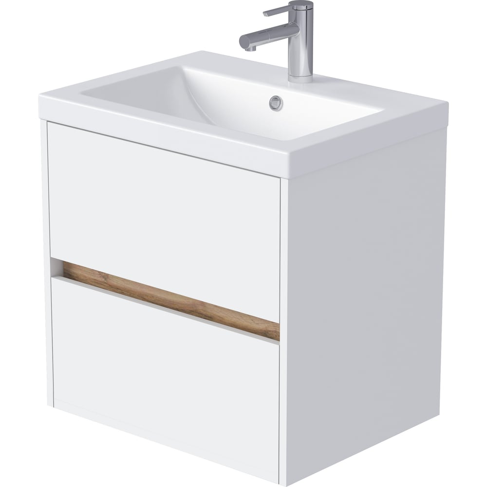 Изображение товара Тумба для ванной 1Marka Veil 60П белый дуб вотан современная подвесная с ящиками