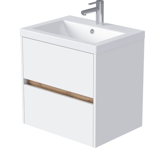 Изображение товара Тумба 1Marka Veil 60П (590x560x450) 2я белая аляска/дуб вотан Ц0000036585