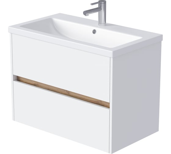 Изображение товара Тумба 1Marka Veil 80П (790x560x450) 2я белая аляска/дуб вотан Ц0000036586