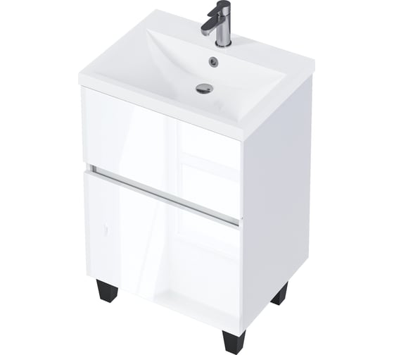 Изображение товара Тумба 1Marka Aris 70Н (700x910x450) 2я белая аляска/белый глянец Ц0000035779