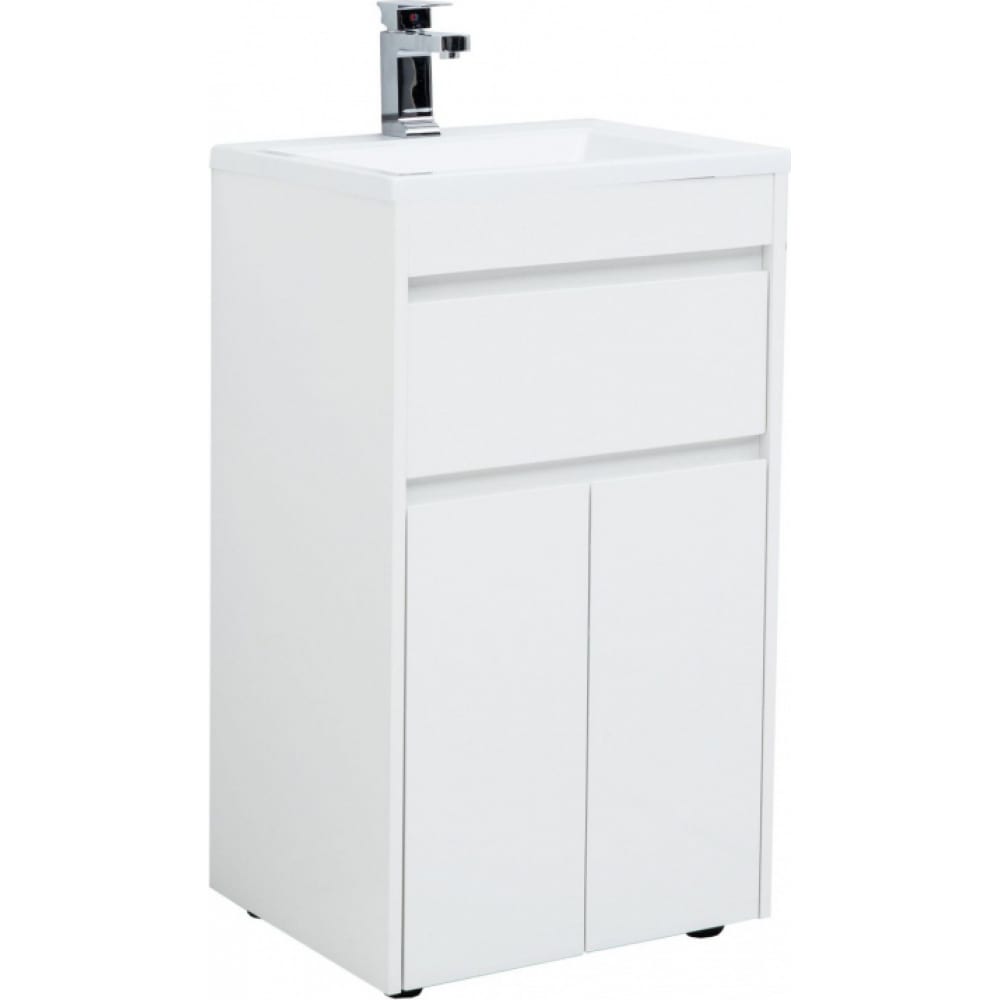 Напольная тумба Aquanet мебель для ванной aquanet токио 130 подвесная левая белая под стиральную машину