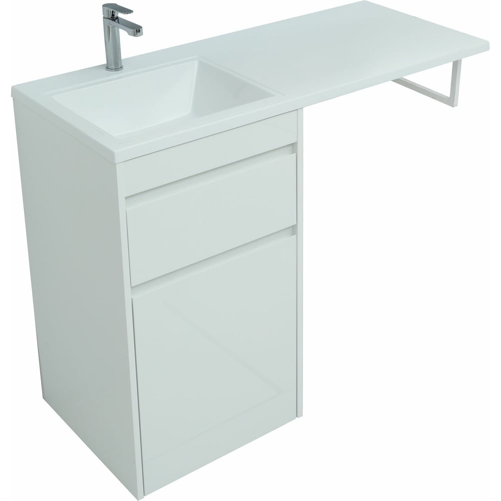 Изображение товара Тумба Aquanet Токио 48 напольная с ящиком и корзиной белая глянец