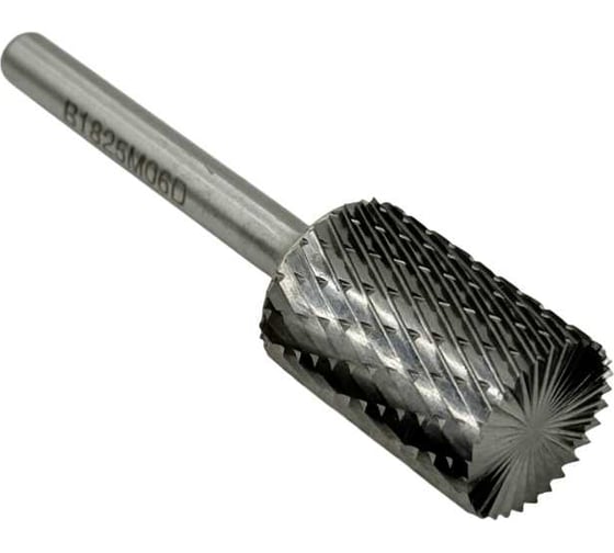 Изображение товара Бор-фреза твердосплавная TORNERI тип В182506 (цилиндрическая), 18.0 мм, хвостовик 6 мм, торцевой зуб, двойная насечка Т025350