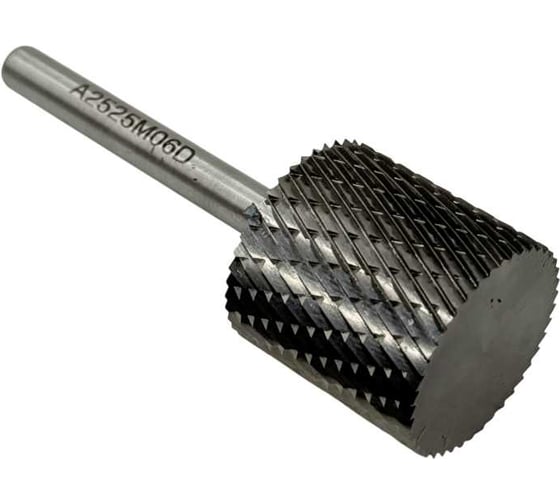 Изображение товара Бор-фреза твердосплавная TORNERI тип A252506 (цилиндрическая), 25.0 мм, хв. 6 мм, двойная насечка Т025348