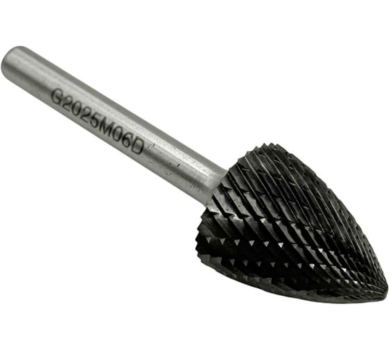 Изображение товара Бор-фреза твердосплавная TORNERI тип G202506 (сфероконическая с заостренным концом), 20.0 мм, хвостовик 6 мм, двойная насечка Т025370