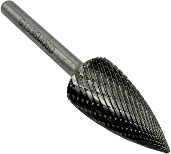 Изображение товара Бор-фреза твердосплавная TORNERI тип G183606 (сфероконическая с заостренным концом), 18.0 мм, хвостовик 6 мм, двойная насечка Т025369