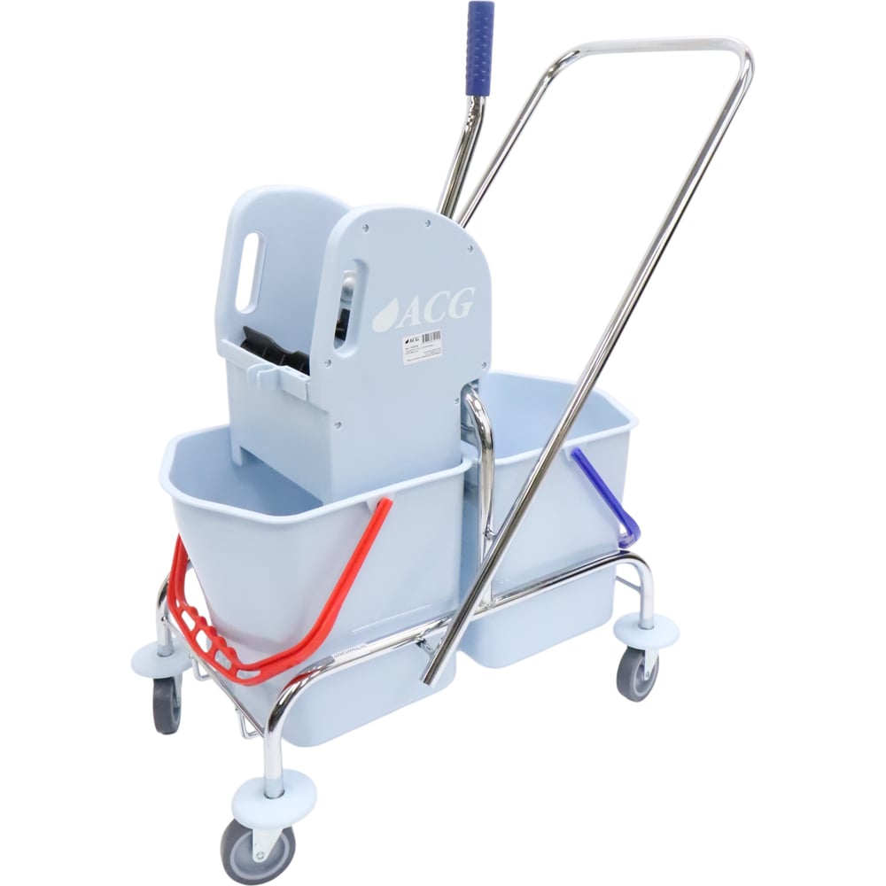 Изображение товара Тележка ACG 2х17 л, с отжимом, ведра серый, база хром 1030082