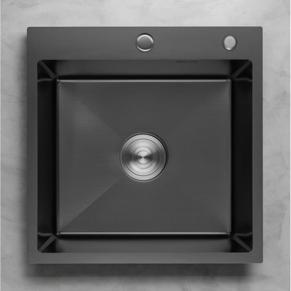Изображение товара Кухонная мойка OUTE T75050H 50x50 см черная матовая с сифоном