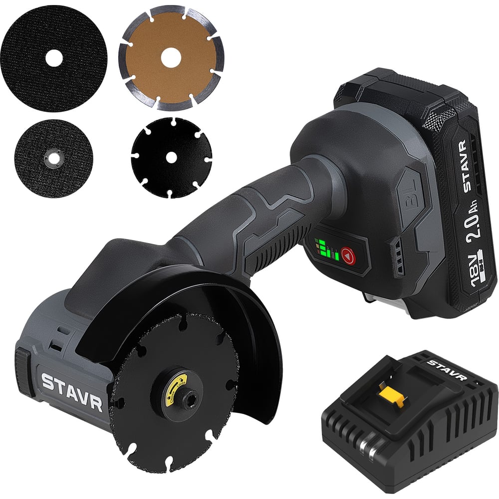 Изображение товара Аккумуляторная углошлифовальная машина Stavr UNI-M SAG 18BL-76V-1 76-105 мм 18V