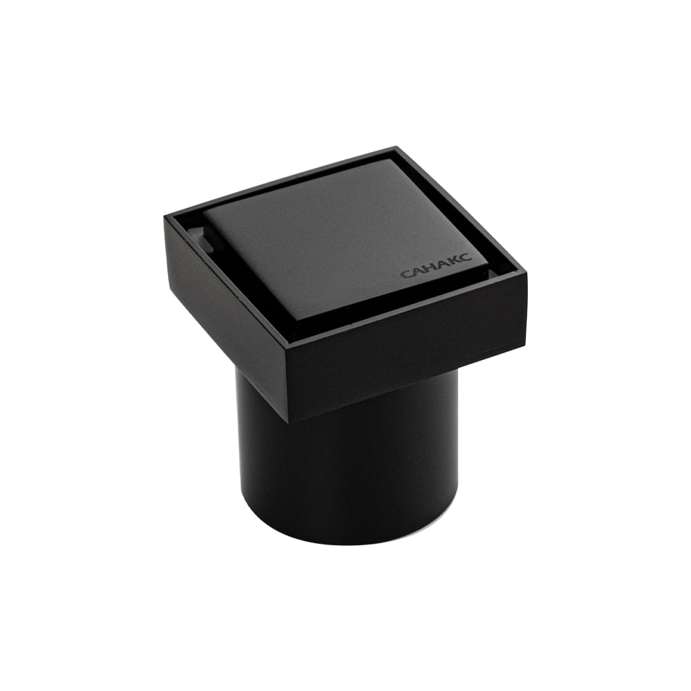 Изображение товара Трап Санакс 60 х 60 мм, выход 50 мм вертикальный, литая крышка, из нержавеющей стали, с сухим затвором, цвет ЧЕРНЫЙ. 1189