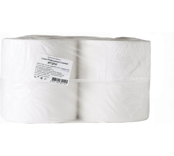 Изображение товара Туалетная бумага Lasla Рrofessional Comfort на втулке 2 сл. с тисн. с перф.белая Ф185 L160 ЦП-01