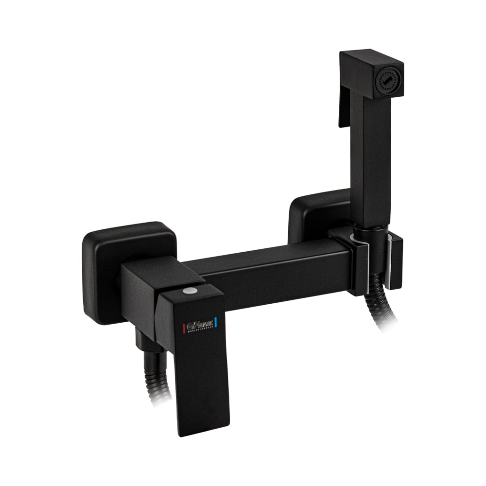 Изображение товара Смеситель с квадратной гигиенической лейкой GFmark, из нержавеющей стали, квадратный корпус, цвет черный 20485