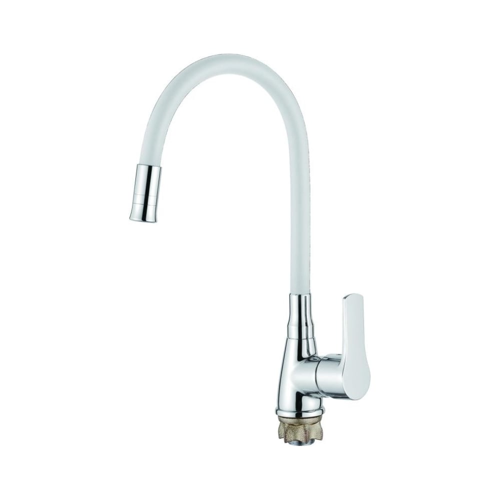 Изображение товара Смеситель для кухни с гибким изливом Ledeme L4699-3 бело-хром современный стиль