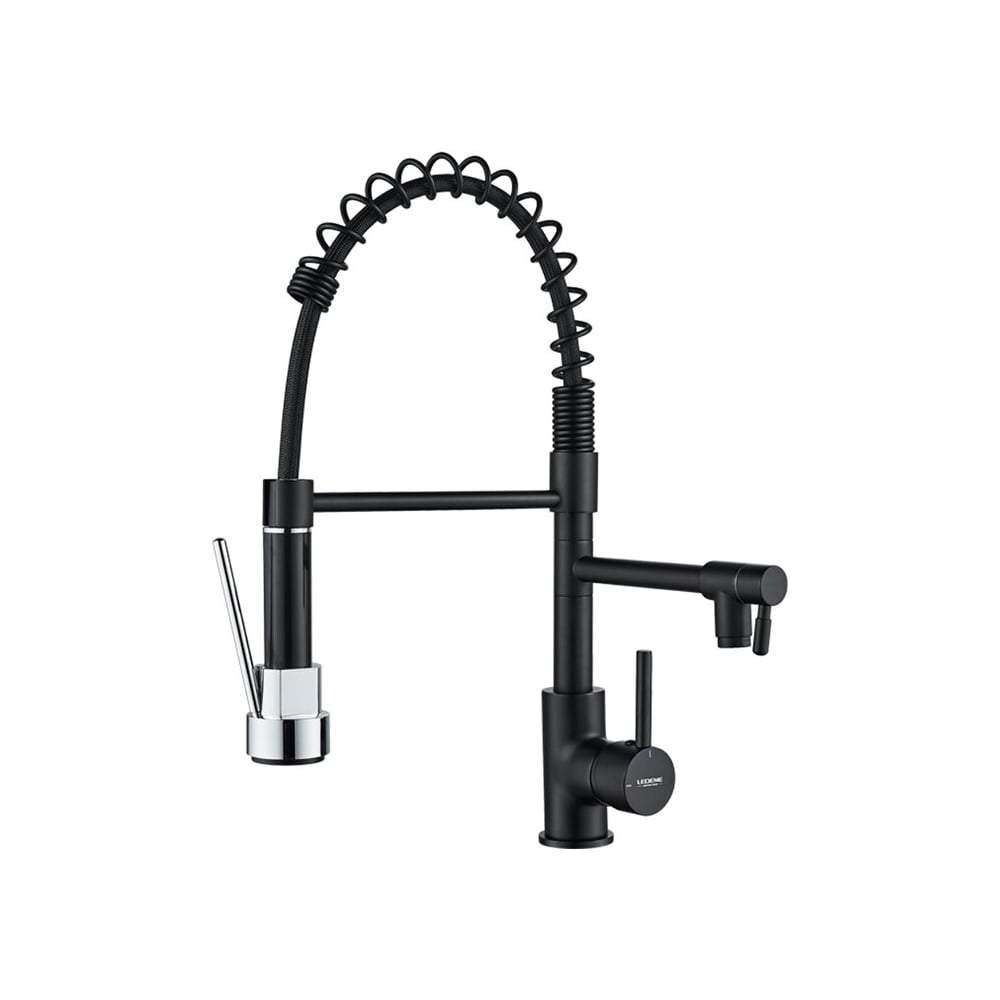 Изображение товара Смеситель для кухни с гибким изливом Ledeme L4799B матовый черный современный