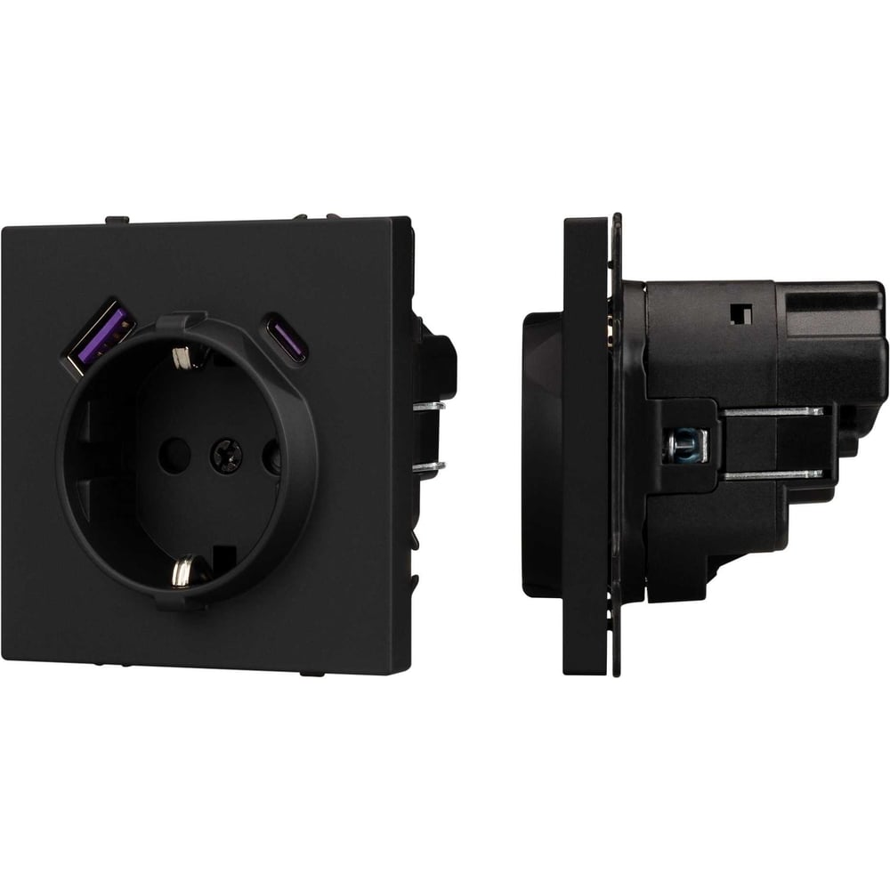 Изображение товара Механизм розетки с USB зарядкой Arlight SCT-NOBE-MUAC-SFPL-BK 1 шт