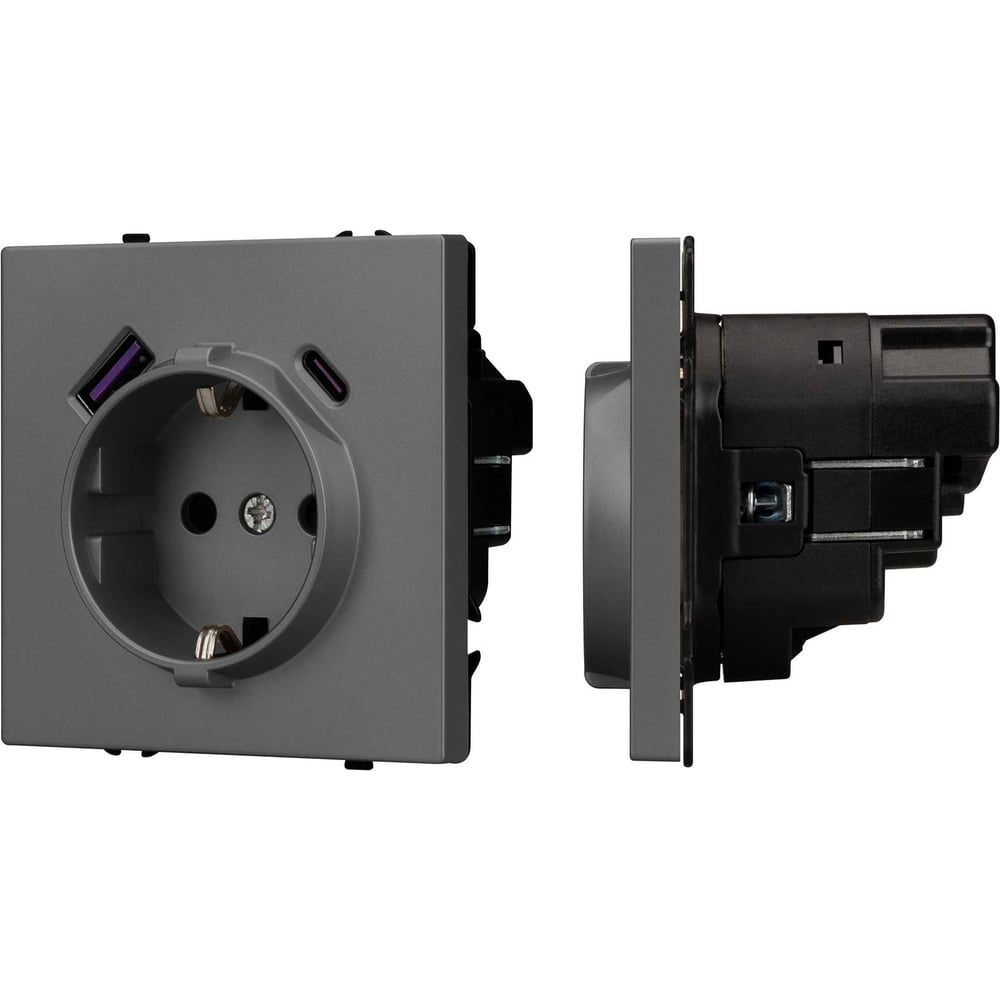 Изображение товара Механизм розетки с USB Arlight SCT-NOBE-MUAC-SFPL-GR серый