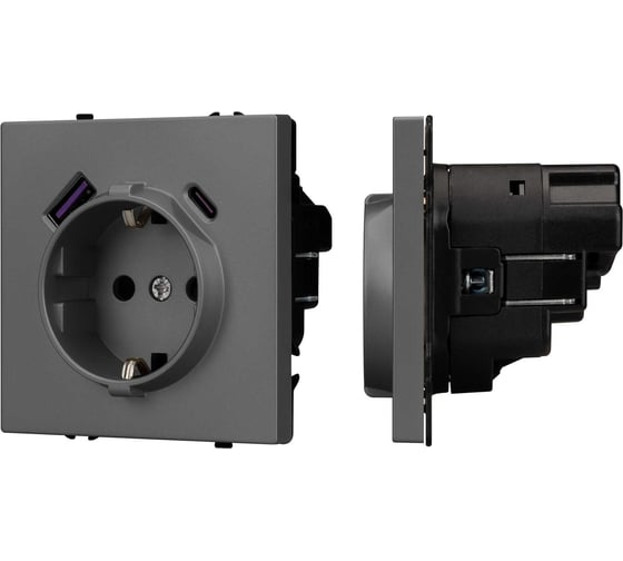 Изображение товара Механизм розетки с USB зарядкой Arlight SCT-NOBE-MUAC-SFPL-GR 1шт 054287