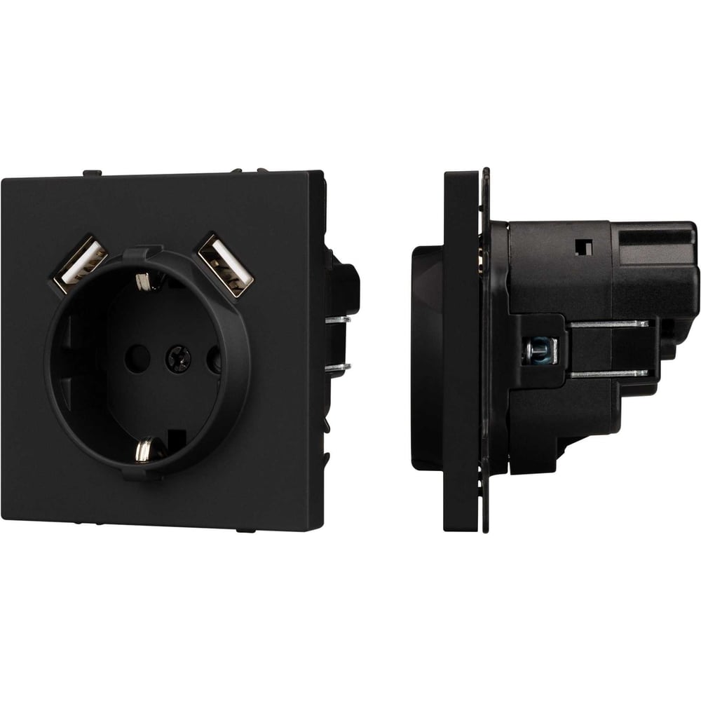 Изображение товара Механизм розетки с USB зарядкой Arlight SCT-NOBE-MUAA-SFPL-BK 1шт 054289