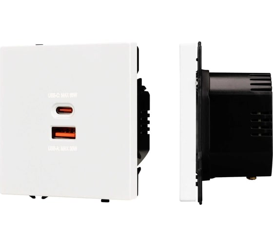 Изображение товара Механизм розетки с быстрой USB зарядкой Arlight SCT-NOBE-MUAC-SFPL-FC-WH 1шт 054316