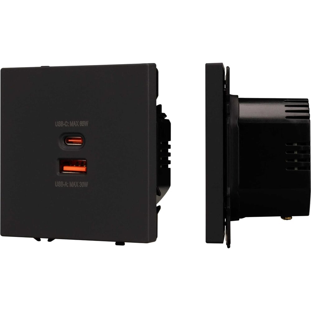 Изображение товара Механизм розетки с USB зарядкой Arlight SCT-NOBE-MUAC-SFPL-FC-BK 1шт