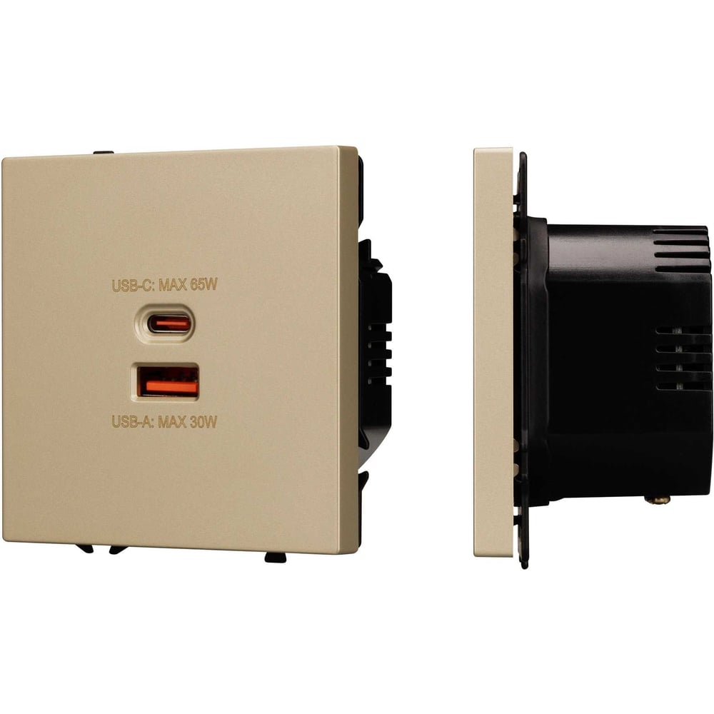 Изображение товара Механизм розетки с USB Type C и USB для встраивания Arlight SCT-NOBE-MUAC-SFPL-FC-GD