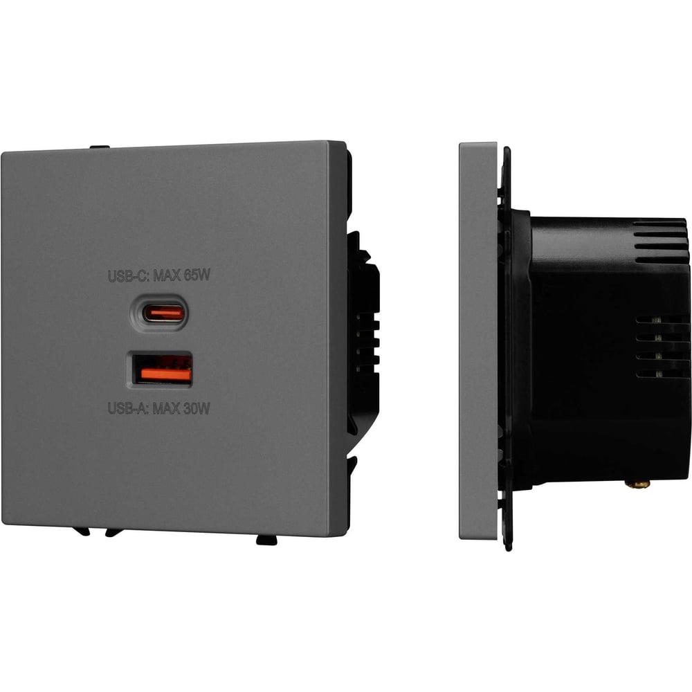 Изображение товара Механизм розетки с быстрой USB зарядкой Arlight SCT-NOBE-MUAC-SFPL-FC-GR