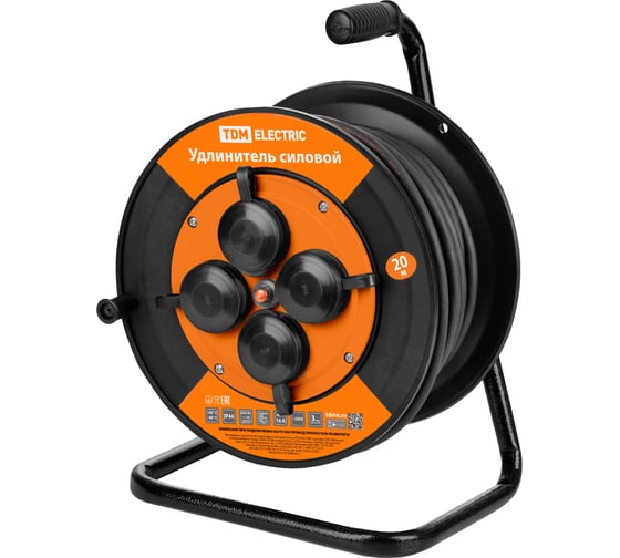 Изображение товара Удлинитель силовой TDM ELECTRIC УКз16-004 (IP44 4 места/20м КГ 3х1,5 пласт. катушка) SQ1301-0564