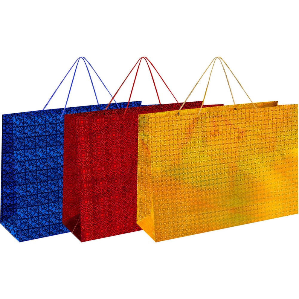 Изображение товара Подарочный пакет Золотая сказка BIG SIZE 70x16x50см голография ассорти