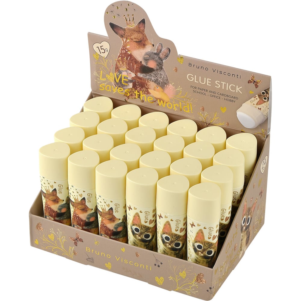 Изображение товара Клей-карандаш BRUNO VISCONTI Love me 15 г 24 шт для бумаги и картона