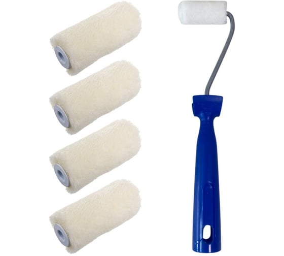 Изображение товара Мини-валик в сборе Accurate 475х75х45, велюр, 60мм, ворс 5мм + 4 сменных ролика, для лаков 31306030/4