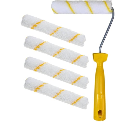 Изображение товара Мини-валик в сборе Accurate 480х165х45, микроволокно, 150мм, ворс 8мм + 4 сменных ролика, эмали 33115014/4