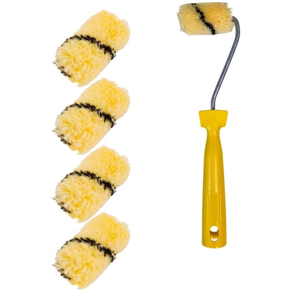 Изображение товара Мини-валик в сборе Accurate 475х75х45, полиакрил, 60мм, ворс 12мм + 4 сменных ролика, эмали 33106018/4