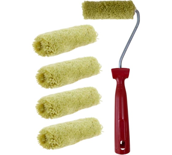 Изображение товара Мини-валик в сборе Accurate 475х125х45, полиакрил, 110мм, ворс 12мм + 4 сменных ролика, водные краски 33110180/4