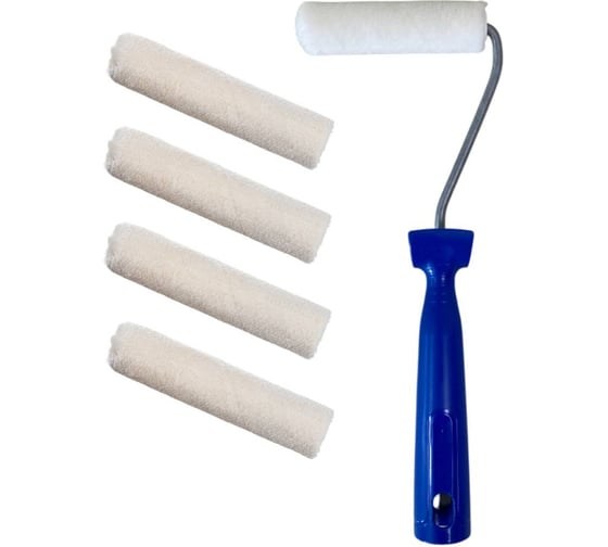 Изображение товара Мини-валик в сборе ACCURATE 475х125х45 Велюр 110мм ворс 5мм + 4 сменных ролика Лаки 31311030/4