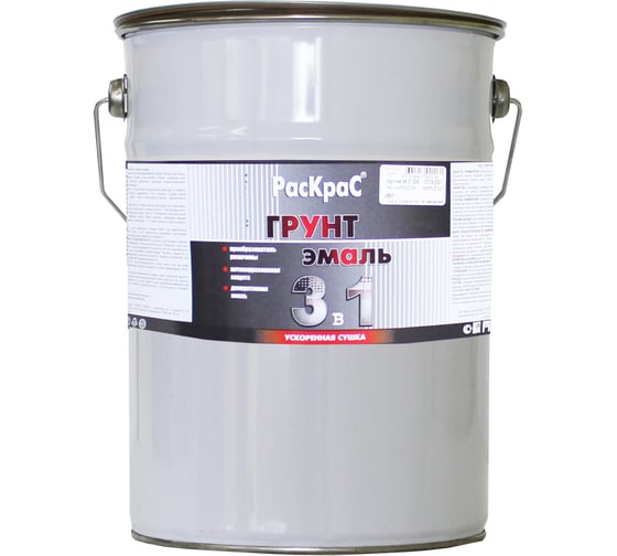 Изображение товара Грунт-эмаль РасКрас 3 в 1, белая, барабан 6 кг 4690417024520