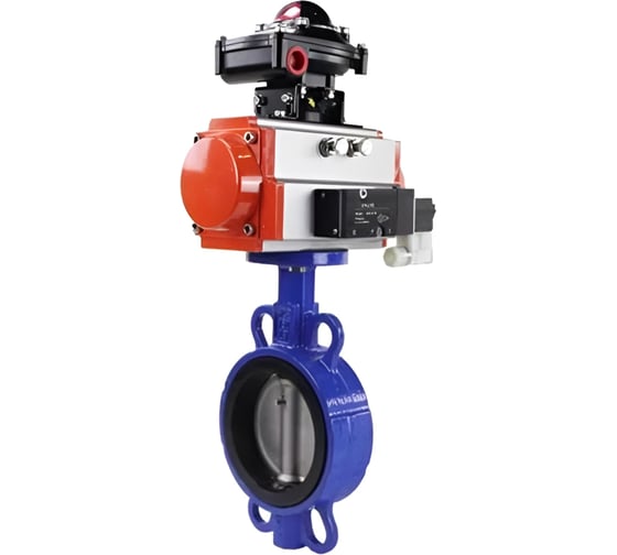 Изображение товара Затвор дисковый DN.ru WCB-316-VITON-2W-Fb Ду200 Ру16, пневмопривод DA-130, пневмораспределитель 24VDC, БКВ LSB-210 D050-85491