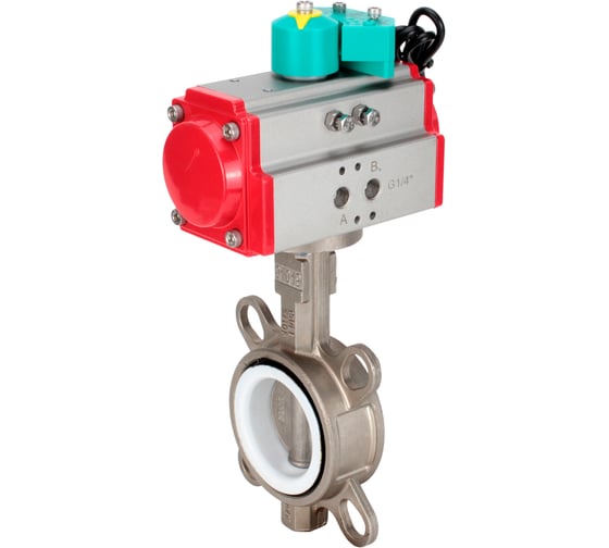Изображение товара Затвор дисковый 316L-316L-PTFE Ду40 Ру16, пневмопривод DA-083, магнитный переключатель МППП-200 DN.ru D050-84997