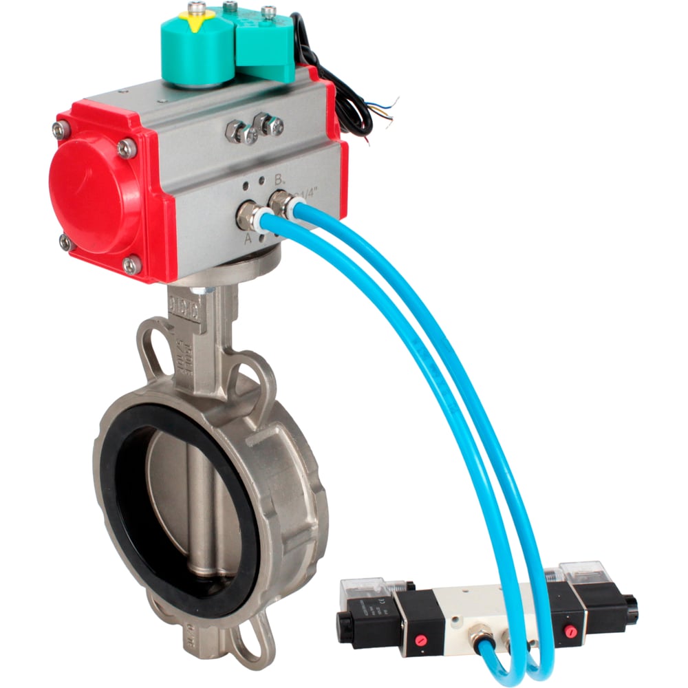 Изображение товара Затвор дисковый 316-316-VITON-2W-Fb Ду65 с пневмоприводом 220VAC