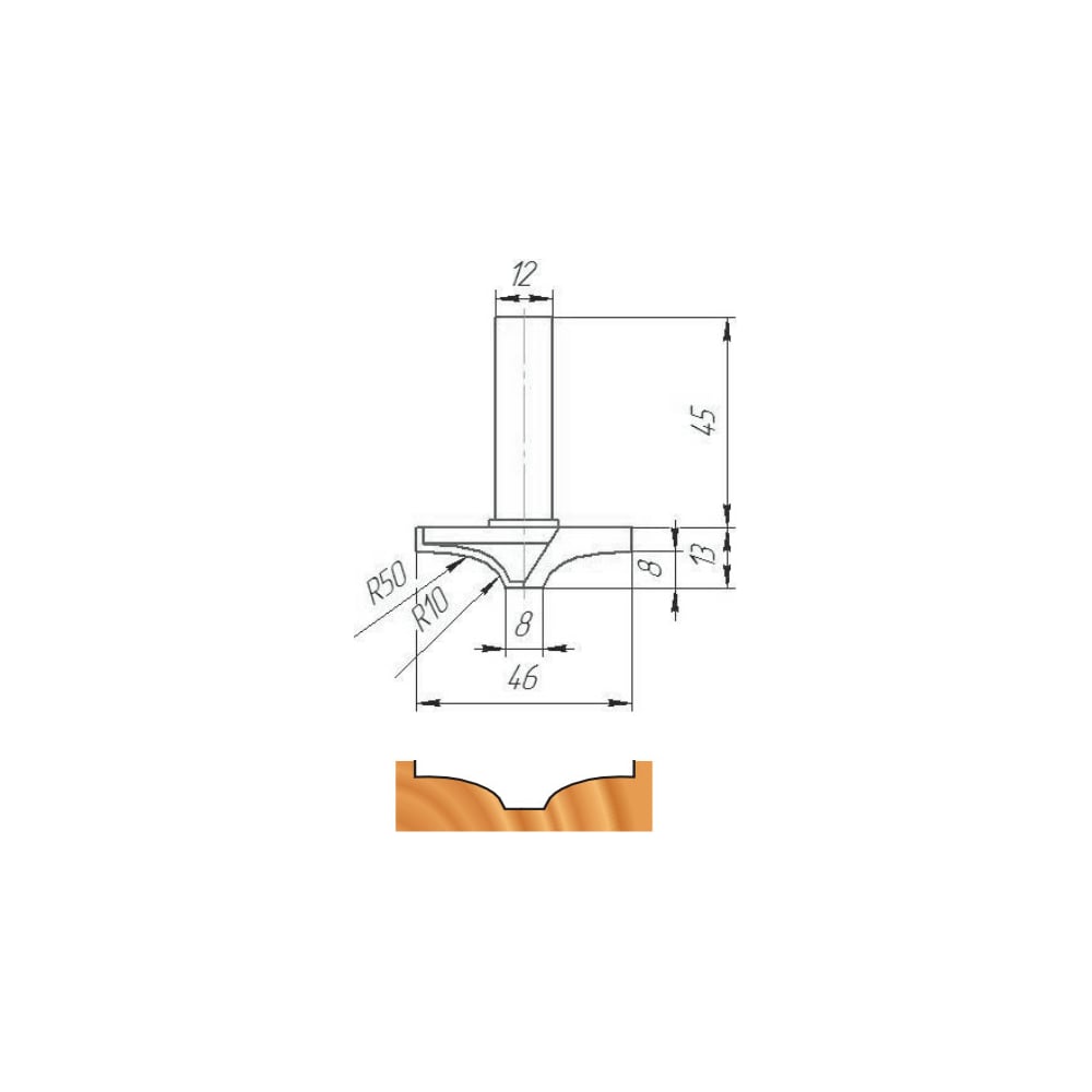 Изображение товара Фреза ФК 0720 МебельДрев для обработки дерева, пазовая фасонная