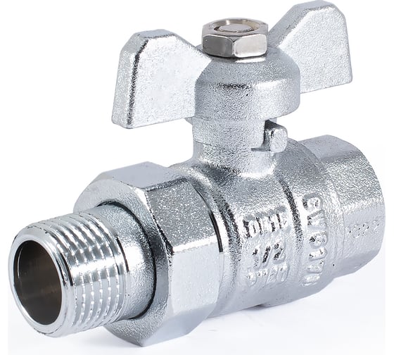 Изображение товара Шаровой кран PROFACTOR PF STANDARD с полусгоном, хром,  в/н ручка бабочка, 1/2 дюйма PF UBV 324CW