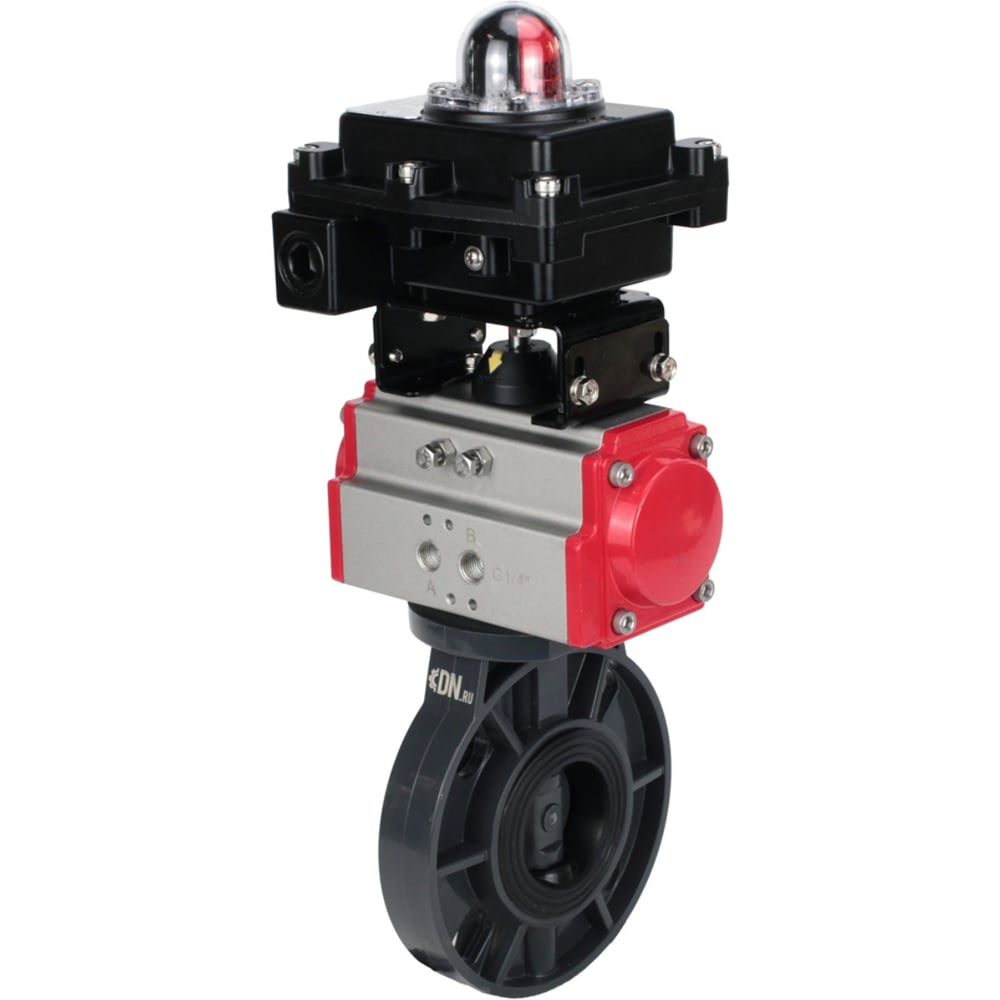 Изображение товара Затвор дисковый DN.ru поворотный НПВХ 200 мм Ру10 пневмопривод