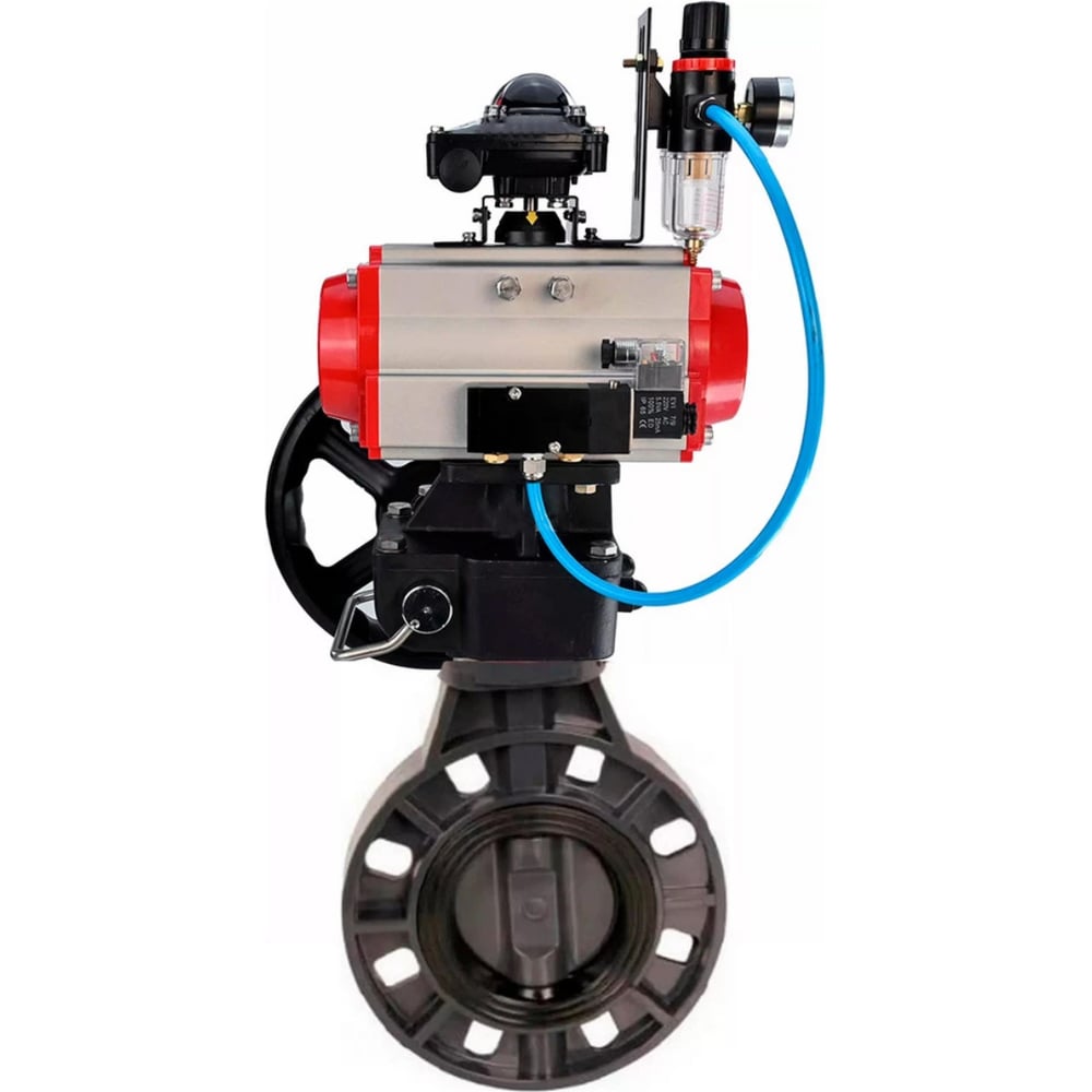 Изображение товара Затвор DN.ru НПВХ-НПВХ-E-2W-Fb-ISO Дн80 Ру10 пневмопривод дисковый