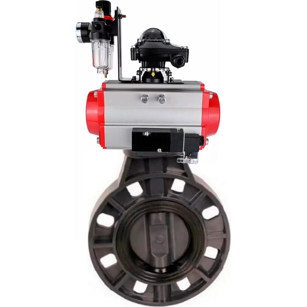 Изображение товара Затвор DN.ru НПВХ-НПВХ-E-2W-Fb-ISO 65 мм пневмопривод дисковый