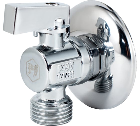 Изображение товара Угловой шаровой кран PROFACTOR PF CHROME ручка флажок, н/н 1/2 дюйма х 1/2 дюйма PF BAV 354