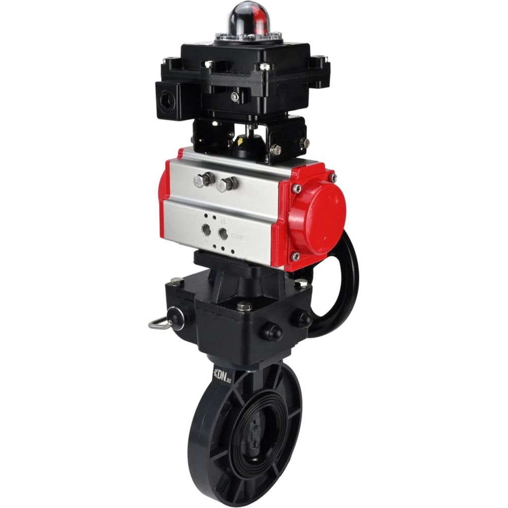 Изображение товара Затвор дисковый DN.ru НПВХ-НПВХ-E-2W-Fb-ISO Дн125 Ру10