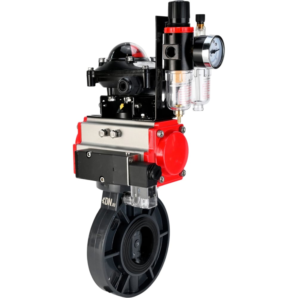 Изображение товара Затвор DN.ru НПВХ-НПВХ-E-2W-Fb-ISO Дн65 Ру10 пневмопривод профессиональное оборудование