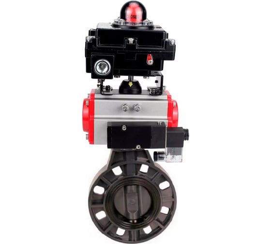 Изображение товара Затвор дисковый DN.ru НПВХ-НПВХ-E-2W-Fb-ISO Дн100 Ру10, пневмопривод, пневмораспр., БКВ D050-83914