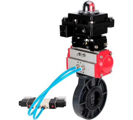 Изображение товара Затвор дисковый DN.ru НПВХ-НПВХ-E-2W-Fb-ISO Дн65 Ру10, пневмопривод, пневмораспр., БКВ D050-83856