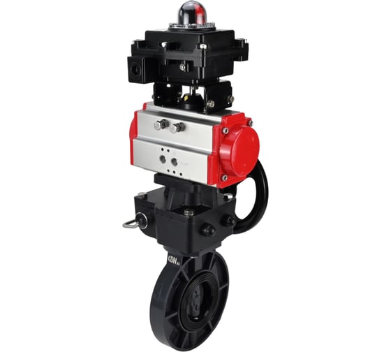 Изображение товара Затвор дисковый DN.ru НПВХ-НПВХ-E-2W-Fb-ISO Дн150 Ру10, пневмопривод, дублёр, БКВ D050-83643